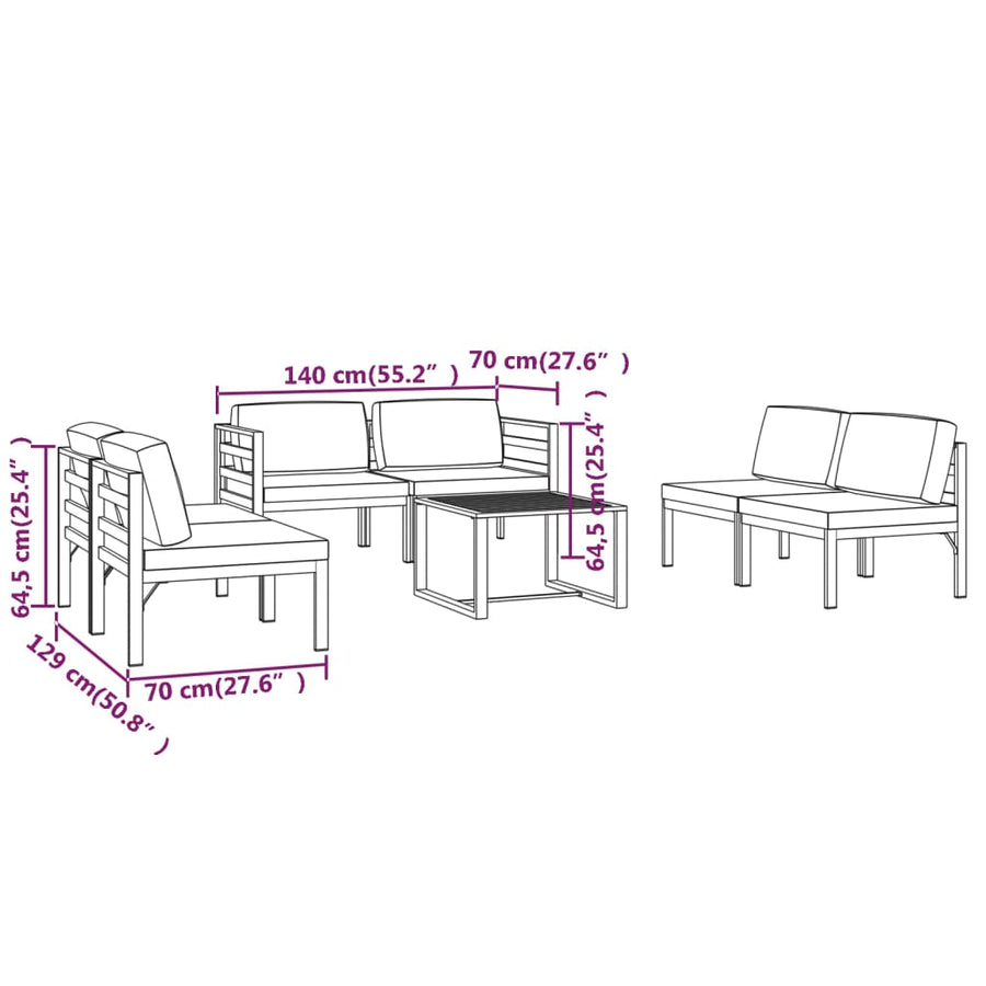 6-Delige Loungeset Met Kussens Aluminium Antracietkleurig 1