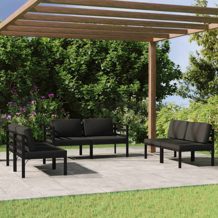 6-Delige Loungeset Met Kussens Aluminium Antracietkleurig 1