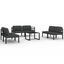 7-Delige Loungeset Met Kussens Aluminium Antracietkleurig 4x midden + 2x hoek + Tafel