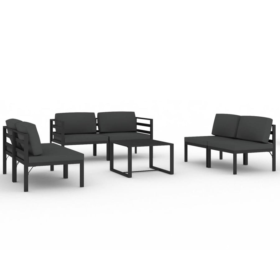 7-Delige Loungeset Met Kussens Aluminium Antracietkleurig 4x midden + 2x hoek + Tafel