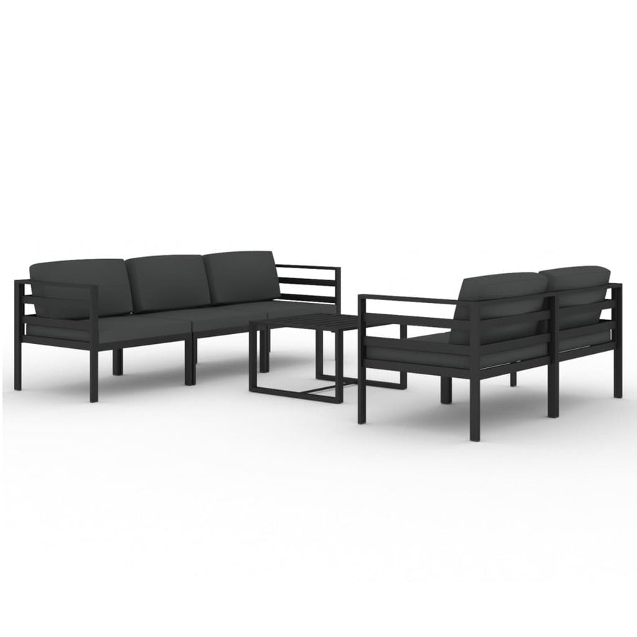 6-Delige Loungeset Met Kussens Aluminium Antracietkleurig 4x hoek + midden + Tafel