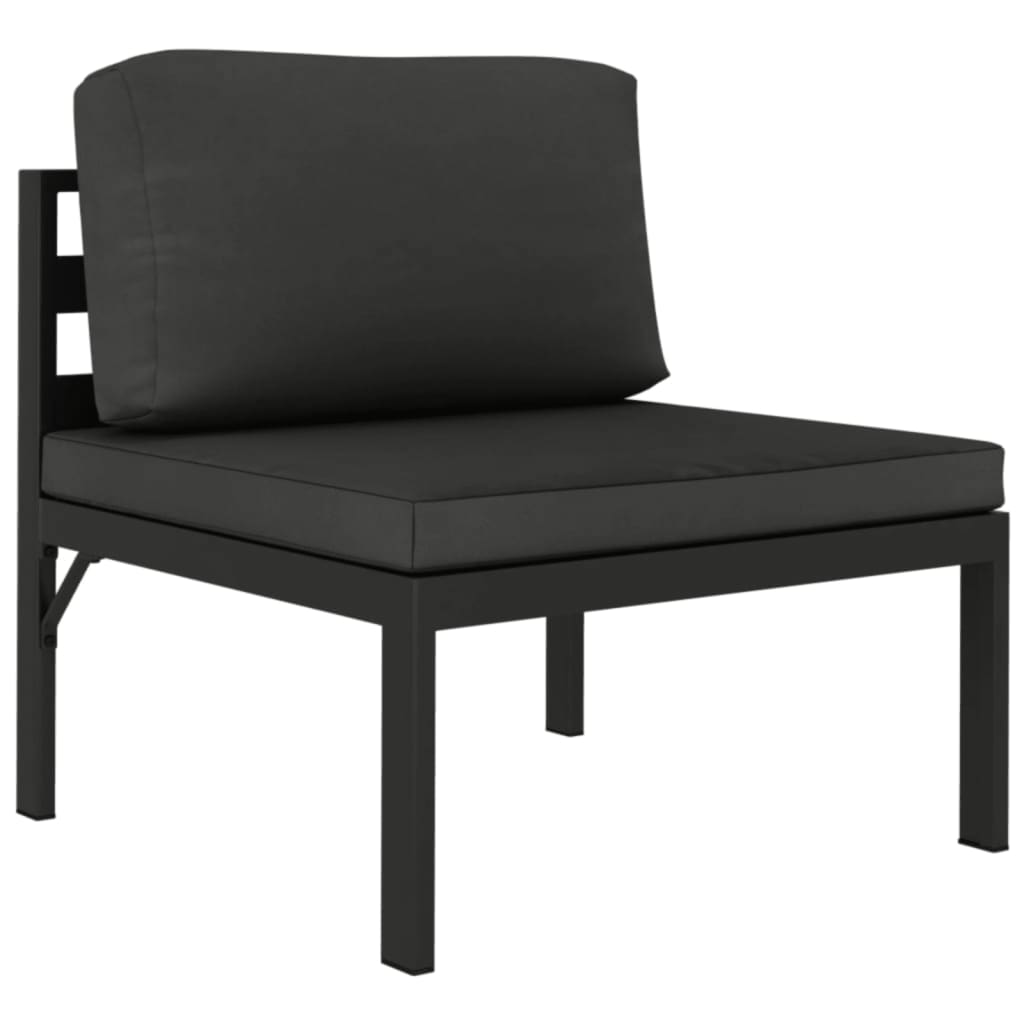 6-Delige Loungeset Met Kussens Aluminium Antracietkleurig 4x hoek + midden + Tafel