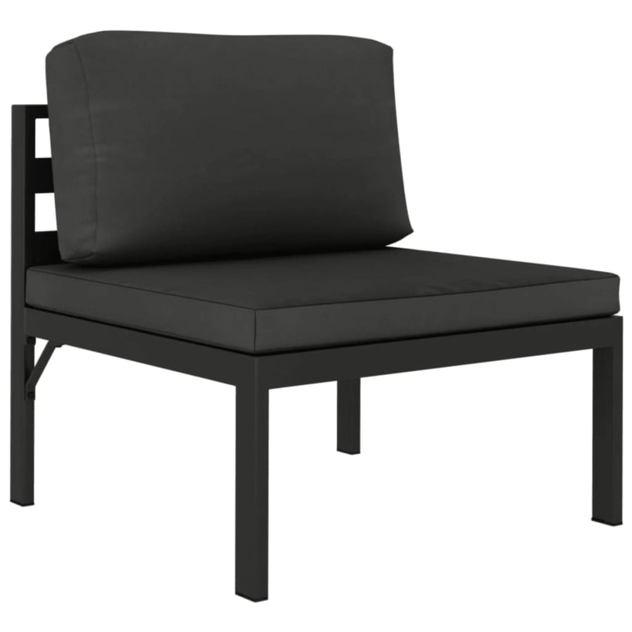 6-Delige Loungeset Met Kussens Aluminium Antracietkleurig 4x hoek + midden + Tafel