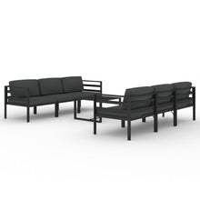 7-Delige Loungeset Met Kussens Aluminium Antracietkleurig 4x hoek + 2x midden + Tafel