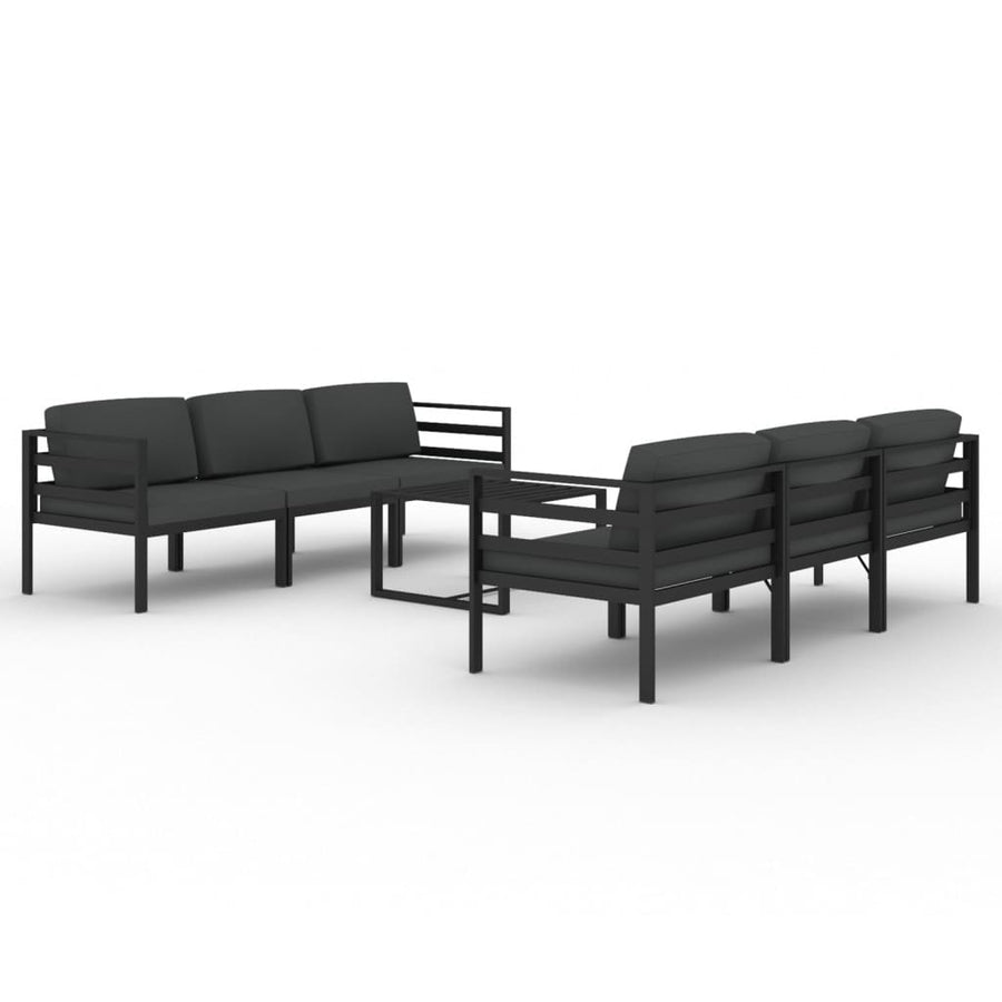 7-Delige Loungeset Met Kussens Aluminium Antracietkleurig 4x hoek + 2x midden + Tafel