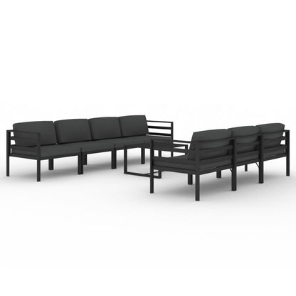 8-Delige Loungeset Met Kussens Aluminium Antracietkleurig 4x hoek + 3x midden + Tafel