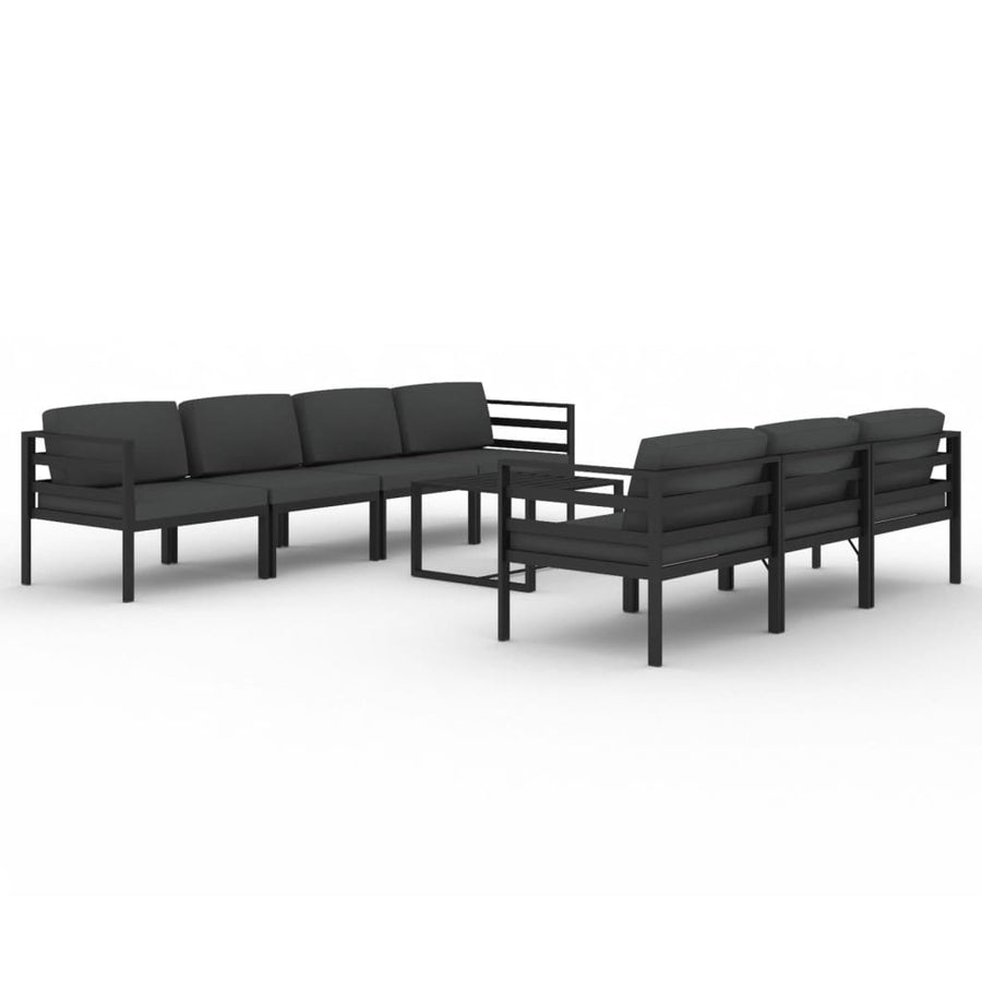 8-Delige Loungeset Met Kussens Aluminium Antracietkleurig 4x hoek + 3x midden + Tafel