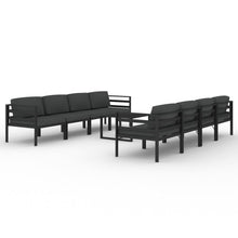 9-Delige Loungeset Met Kussens Aluminium Antracietkleurig 4x hoek + 4x midden + Tafel
