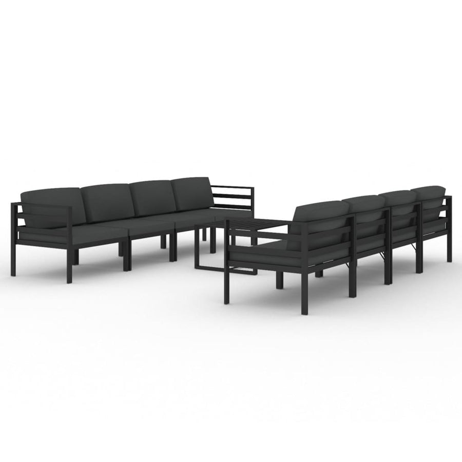 9-Delige Loungeset Met Kussens Aluminium Antracietkleurig 4x hoek + 4x midden + Tafel