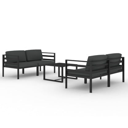 5-Delige Loungeset Met Kussens Aluminium Antracietkleurig 4x hoek + Tafel
