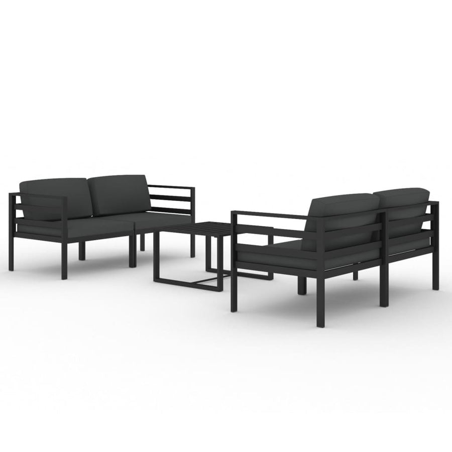 5-Delige Loungeset Met Kussens Aluminium Antracietkleurig 4x hoek + Tafel