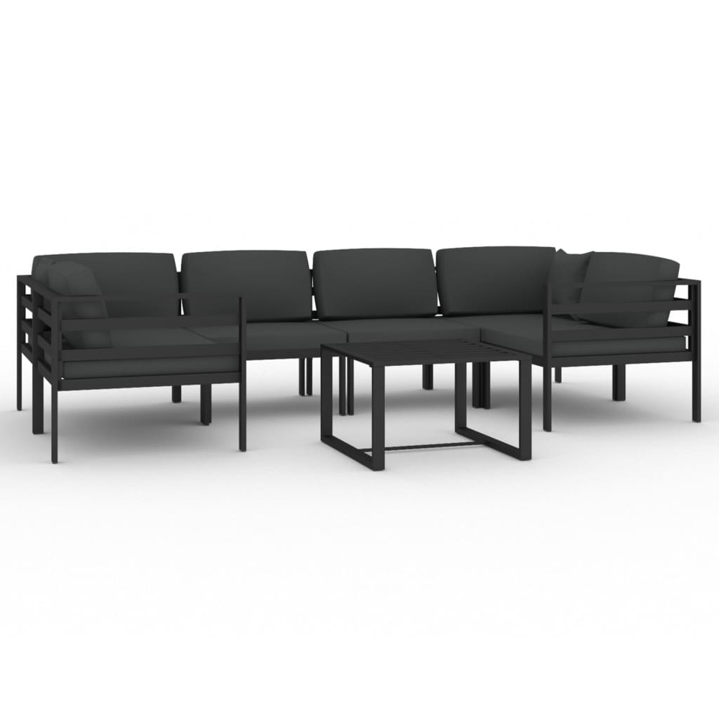 7-delige Loungeset met kussens aluminium antracietkleurig