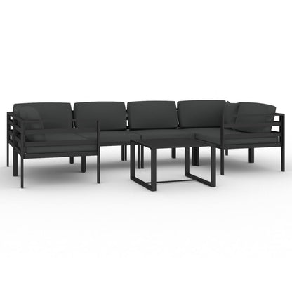7-delige Loungeset met kussens aluminium antracietkleurig