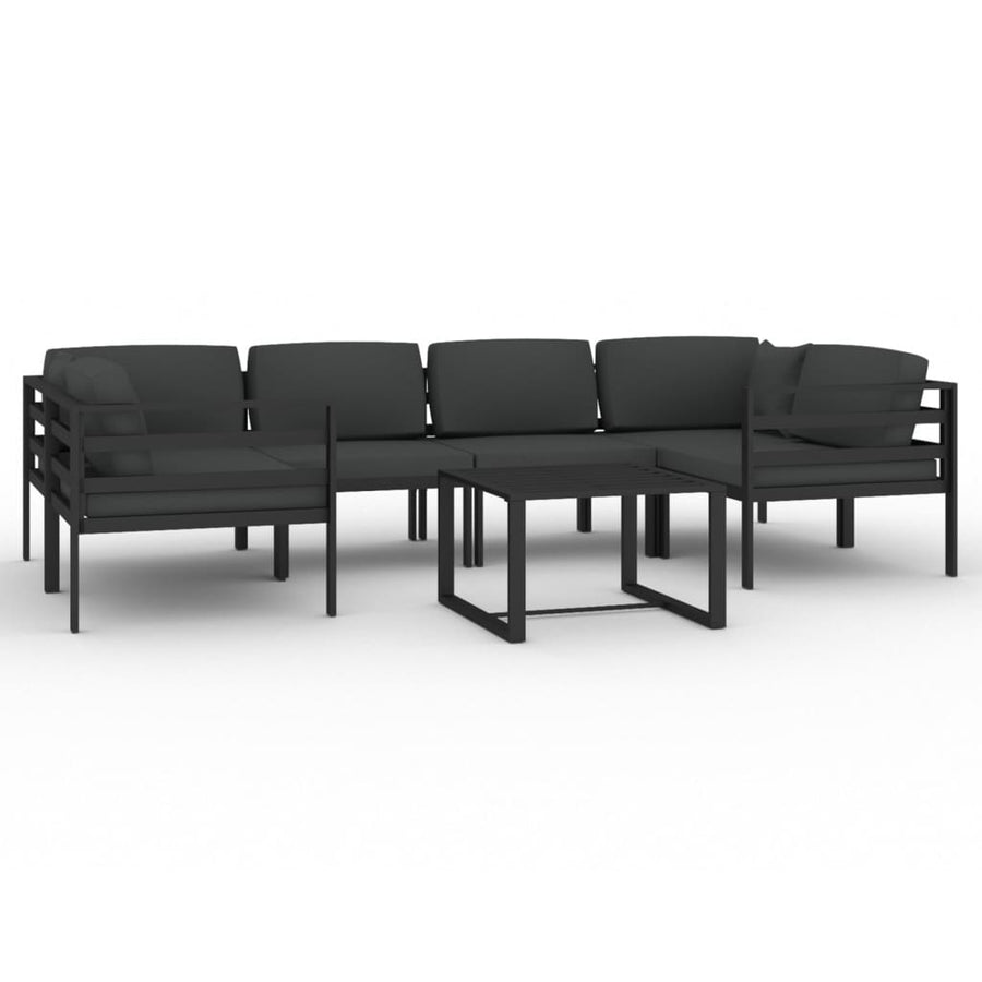 7-delige Loungeset met kussens aluminium antracietkleurig