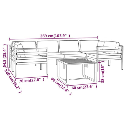 7-delige Loungeset met kussens aluminium antracietkleurig