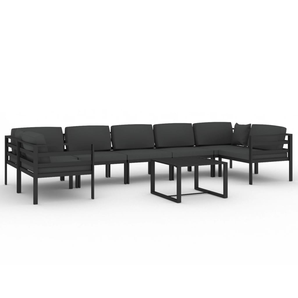 8-delige Loungeset met kussens aluminium antracietkleurig