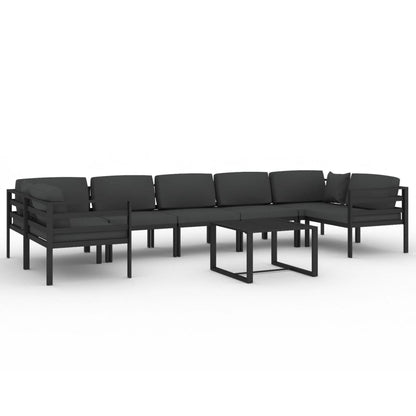 8-delige Loungeset met kussens aluminium antracietkleurig