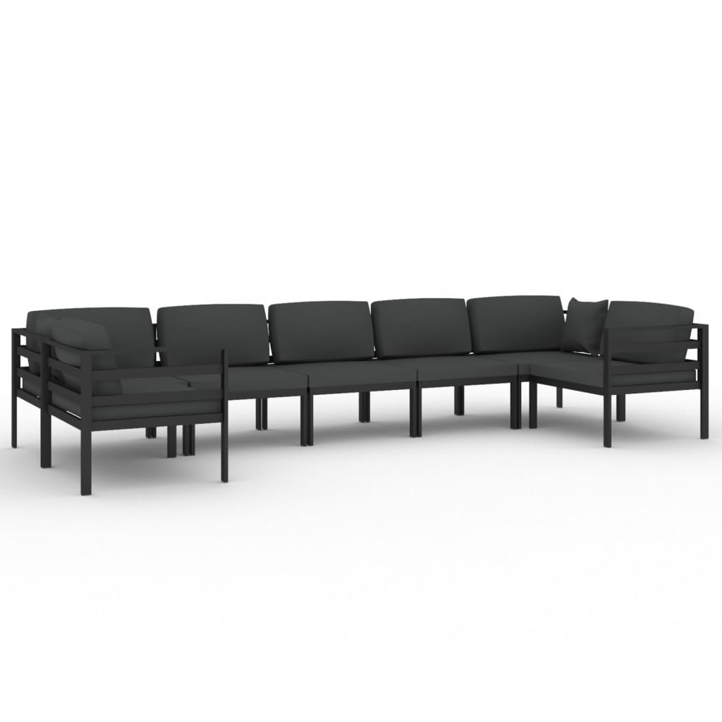 7-Delige Loungeset Met Kussens Aluminium Antracietkleurig 4x hoek + 3x midden