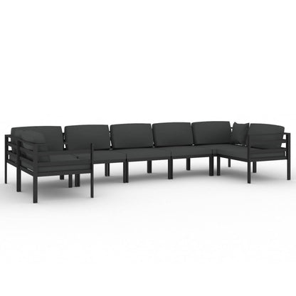 7-Delige Loungeset Met Kussens Aluminium Antracietkleurig 4x hoek + 3x midden