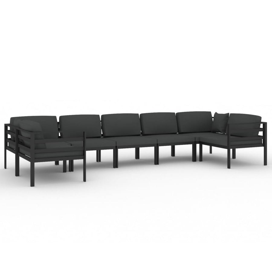 7-Delige Loungeset Met Kussens Aluminium Antracietkleurig 4x hoek + 3x midden