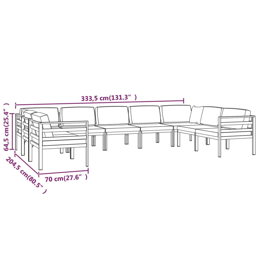 9-Delige Loungeset Met Kussens Aluminium Antracietkleurig 1