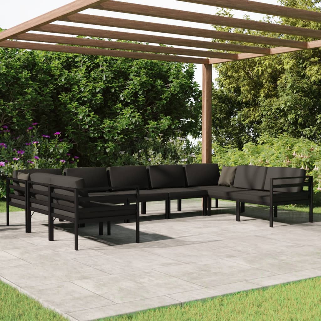 9-Delige Loungeset Met Kussens Aluminium Antracietkleurig 1