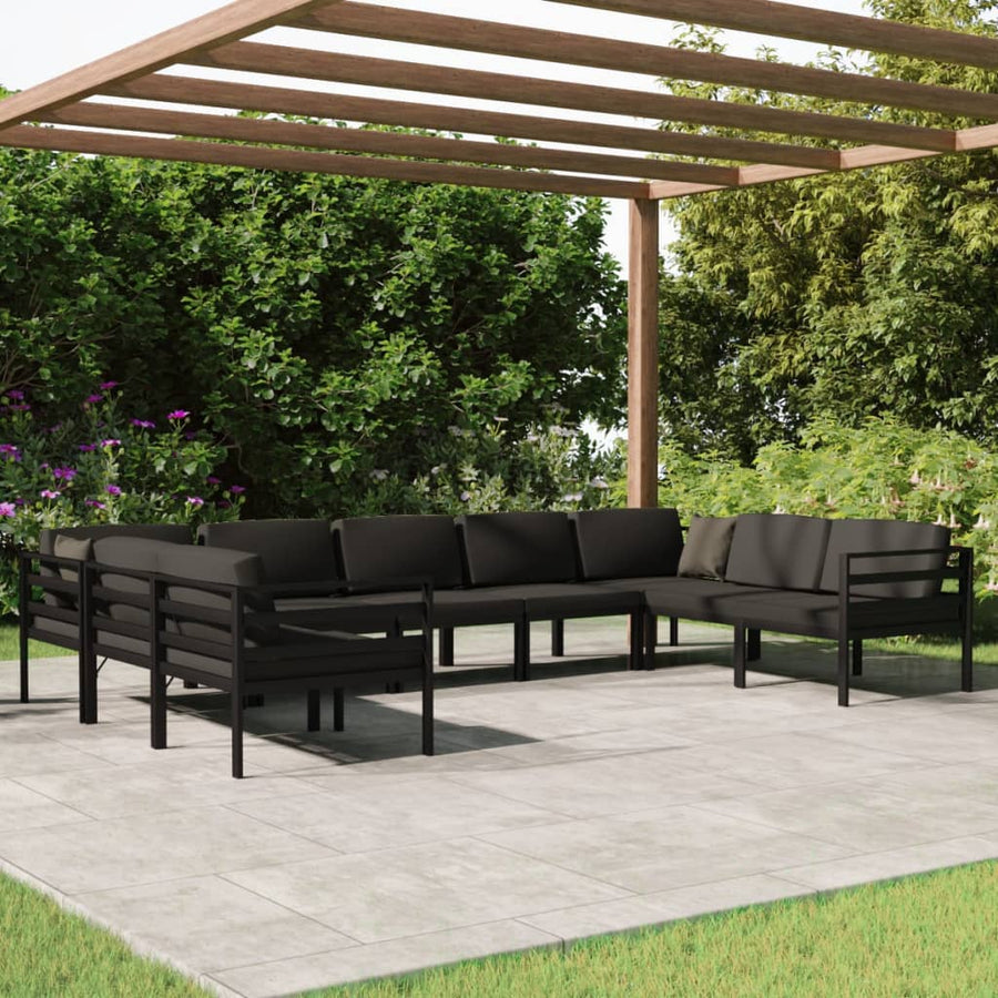 9-Delige Loungeset Met Kussens Aluminium Antracietkleurig 1
