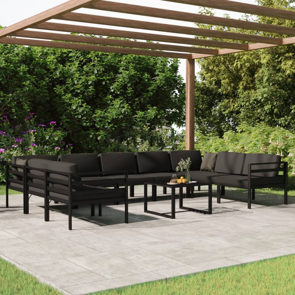10-Delige Loungeset Met Kussens Aluminium Antracietkleurig