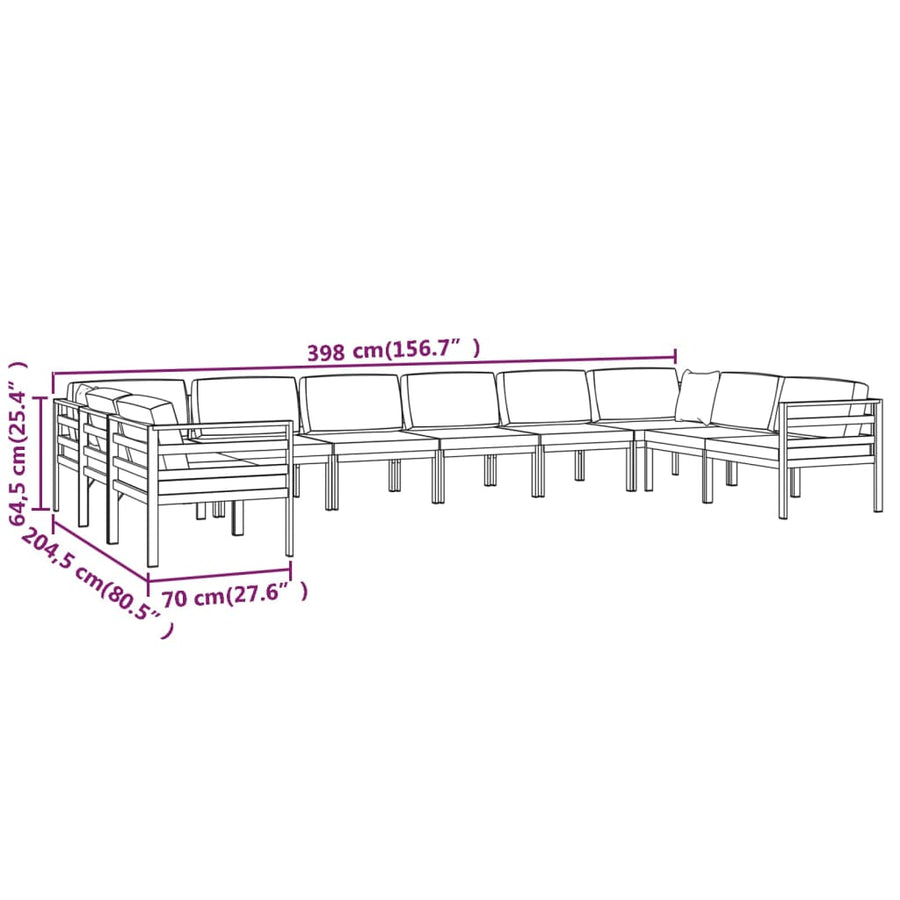 9-Delige Loungeset Met Kussens Aluminium Antracietkleurig 1