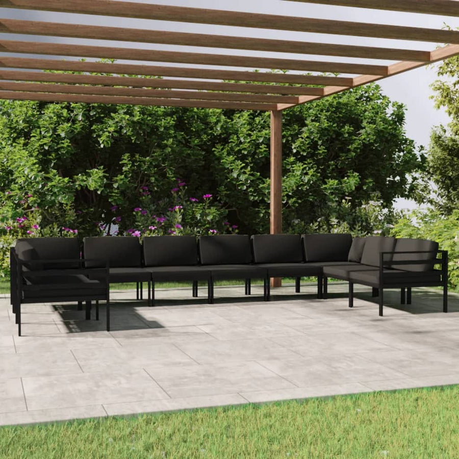 9-Delige Loungeset Met Kussens Aluminium Antracietkleurig 1