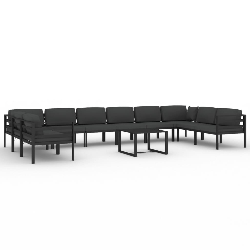 1 Loungeset Met Kussens Aluminium Antracietkleurig