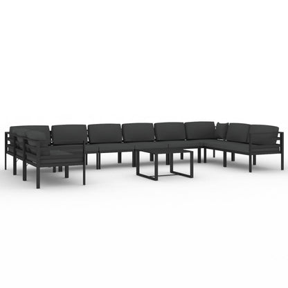 1 Loungeset Met Kussens Aluminium Antracietkleurig