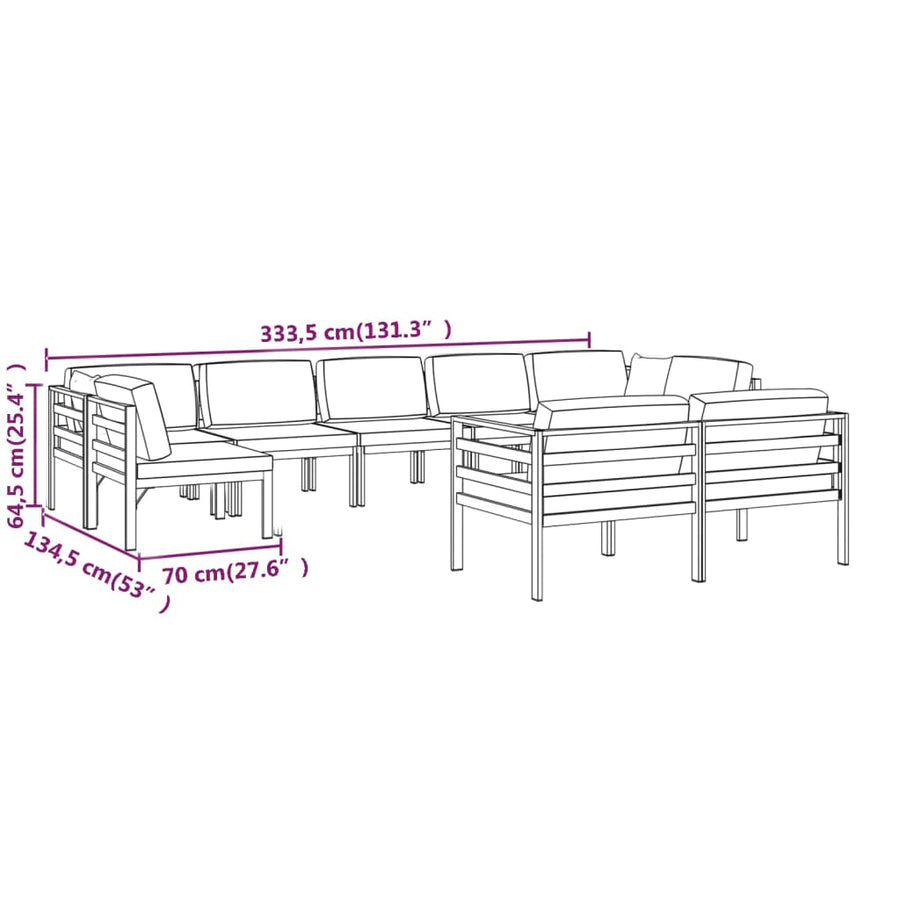 9-Delige Loungeset Met Kussens Aluminium Antracietkleurig 1