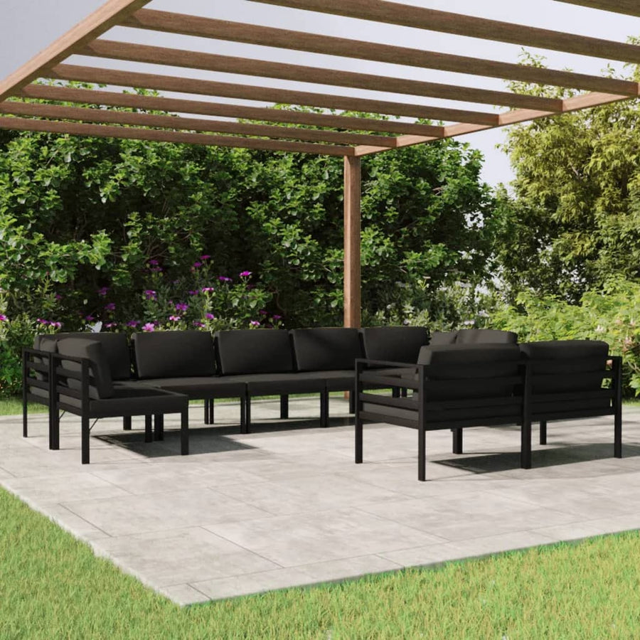9-Delige Loungeset Met Kussens Aluminium Antracietkleurig 1