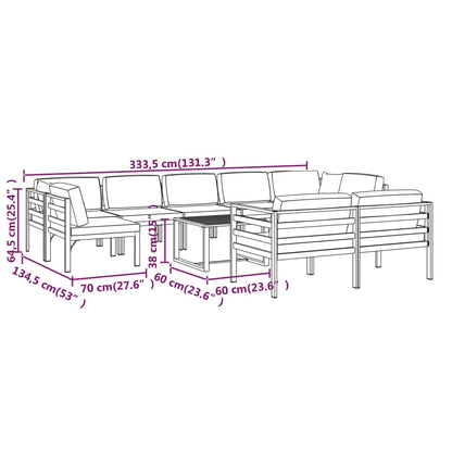 10-Delige Loungeset Met Kussens Aluminium Antracietkleurig