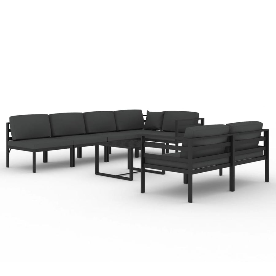 8-Delige Loungeset Met Kussens Aluminium Antracietkleurig 4x hoek + 3x midden + Tafel