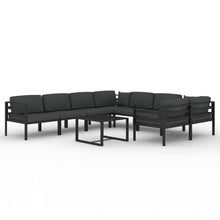 9-Delige Loungeset Met Kussens Aluminium Antracietkleurig 4x hoek + 4x midden + Tafel