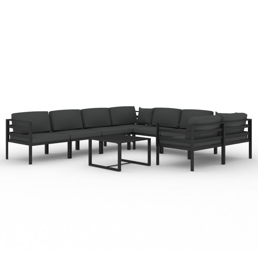 9-Delige Loungeset Met Kussens Aluminium Antracietkleurig 4x hoek + 4x midden + Tafel