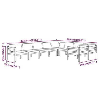 9-Delige Loungeset Met Kussens Aluminium Antracietkleurig 1
