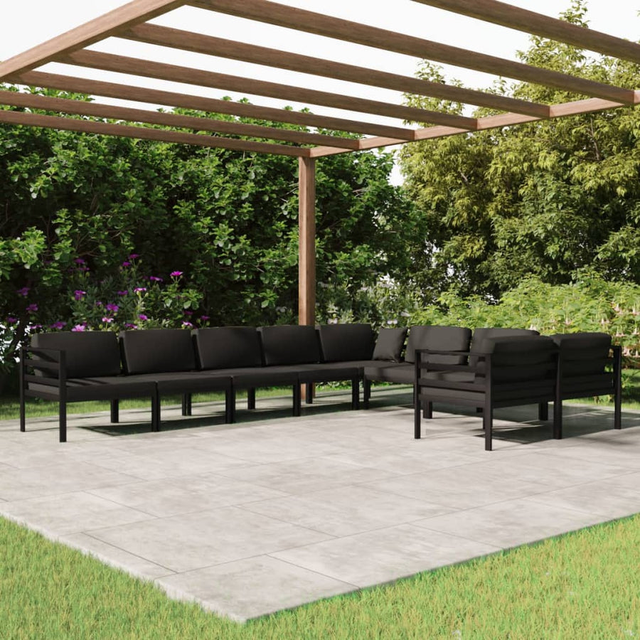 9-Delige Loungeset Met Kussens Aluminium Antracietkleurig 1