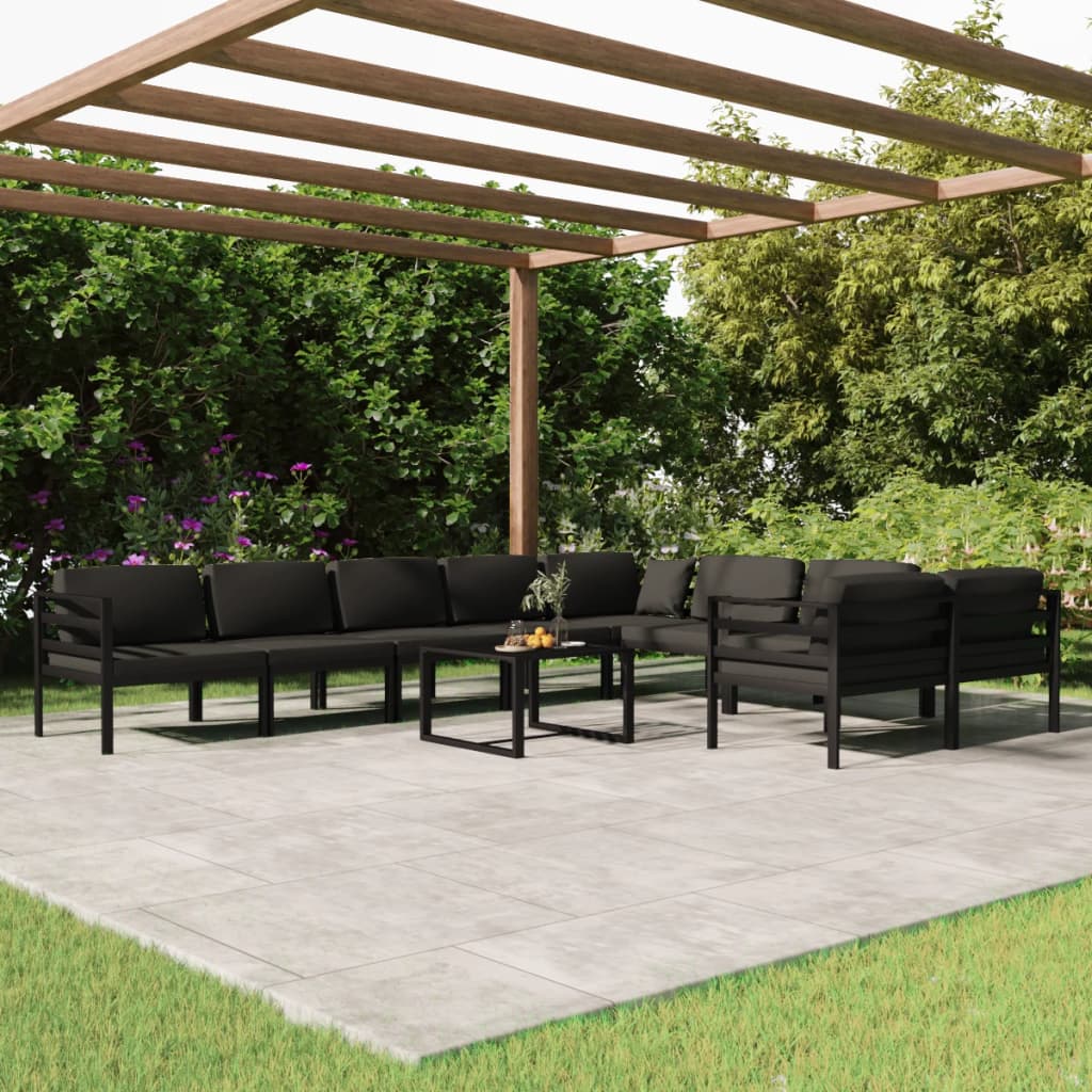 10-Delige Loungeset Met Kussens Aluminium Antracietkleurig