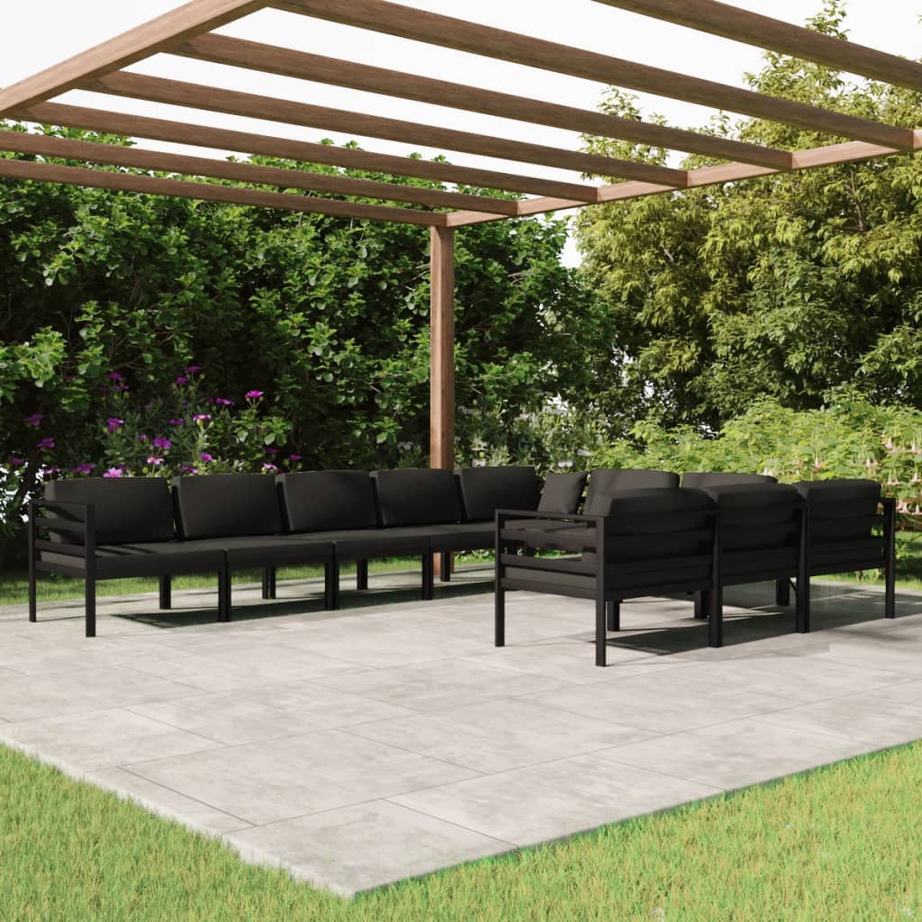 10-Delige Loungeset Met Kussens Aluminium Antracietkleurig