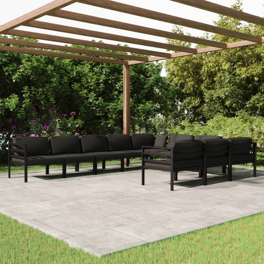 10-Delige Loungeset Met Kussens Aluminium Antracietkleurig