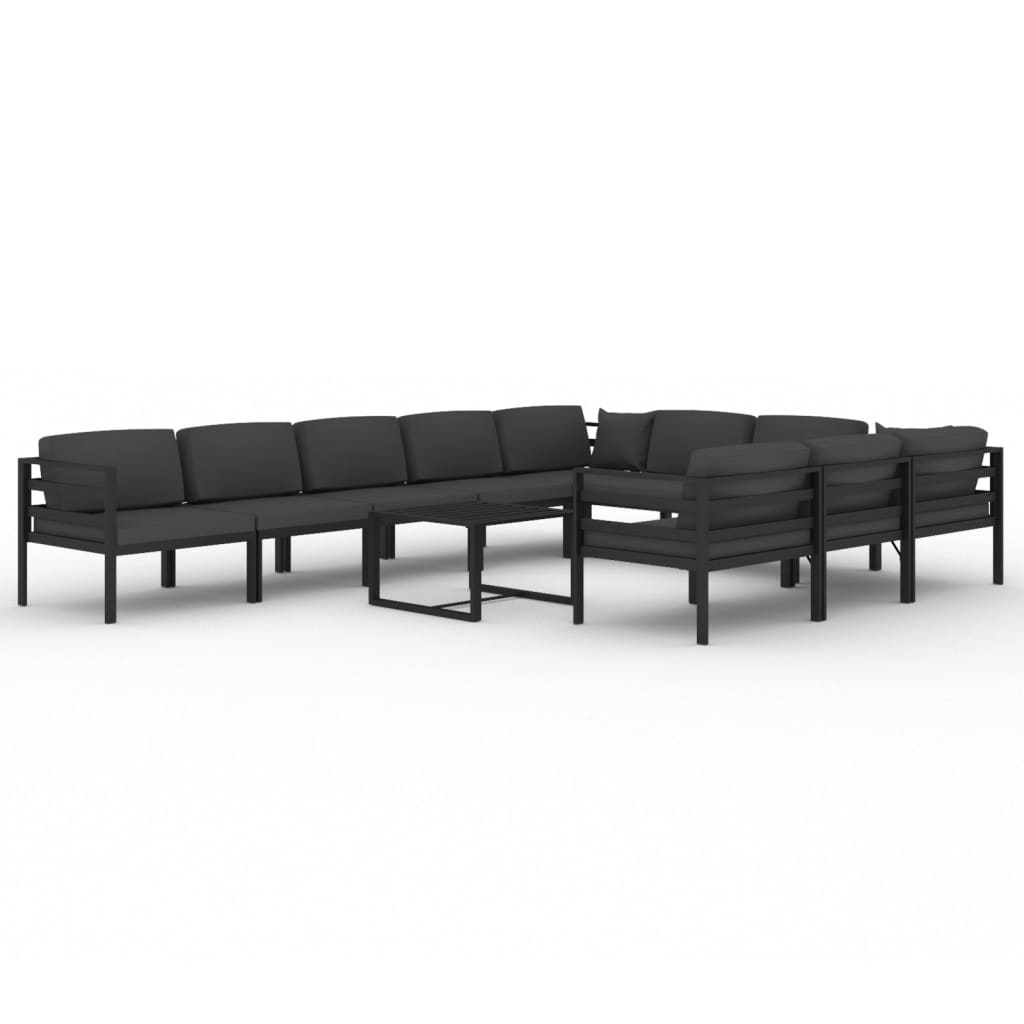 1 Loungeset Met Kussens Aluminium Antracietkleurig