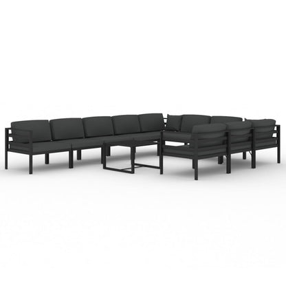1 Loungeset Met Kussens Aluminium Antracietkleurig