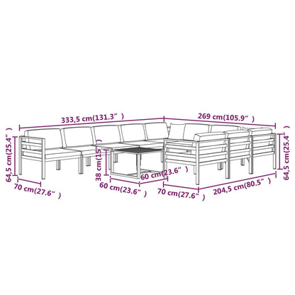 1 Loungeset Met Kussens Aluminium Antracietkleurig