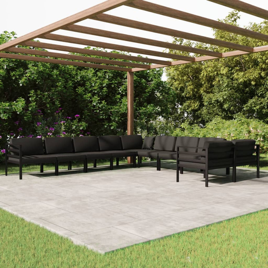 10-Delige Loungeset Met Kussens Aluminium Antracietkleurig