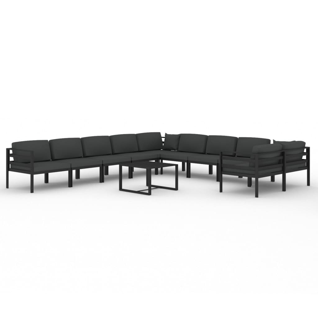 1 Loungeset Met Kussens Aluminium Antracietkleurig