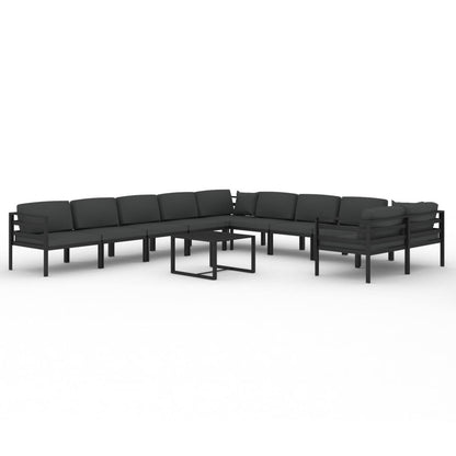 1 Loungeset Met Kussens Aluminium Antracietkleurig