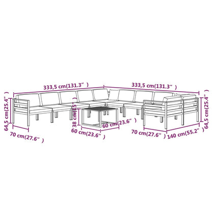 1 Loungeset Met Kussens Aluminium Antracietkleurig